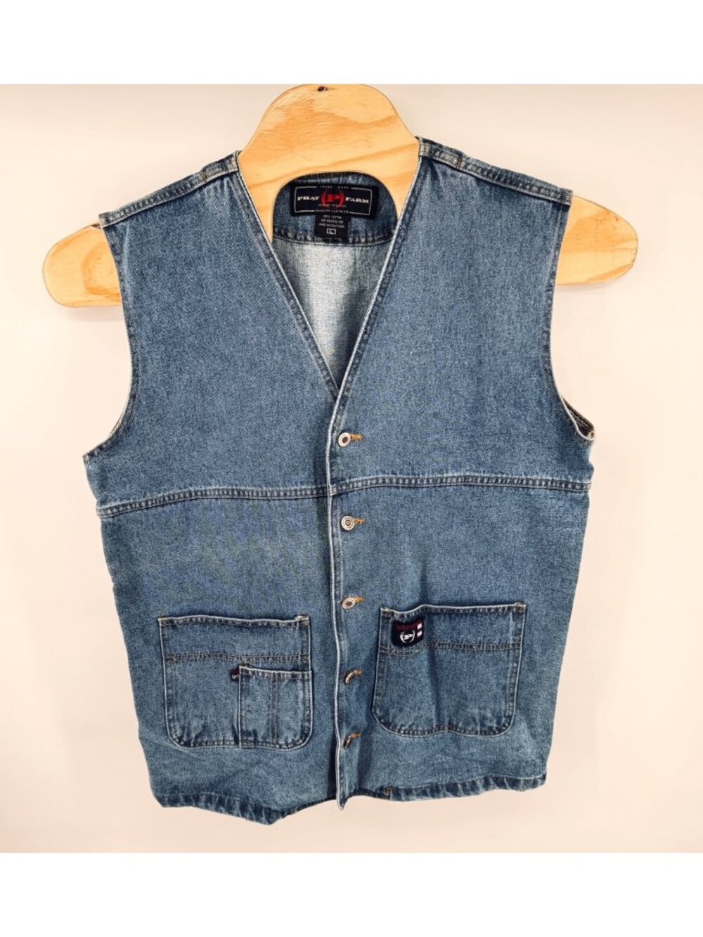 Vintage Phat Farm Denim Vest Mens L Large Oversized 90s Y2K Hip Hop Style
